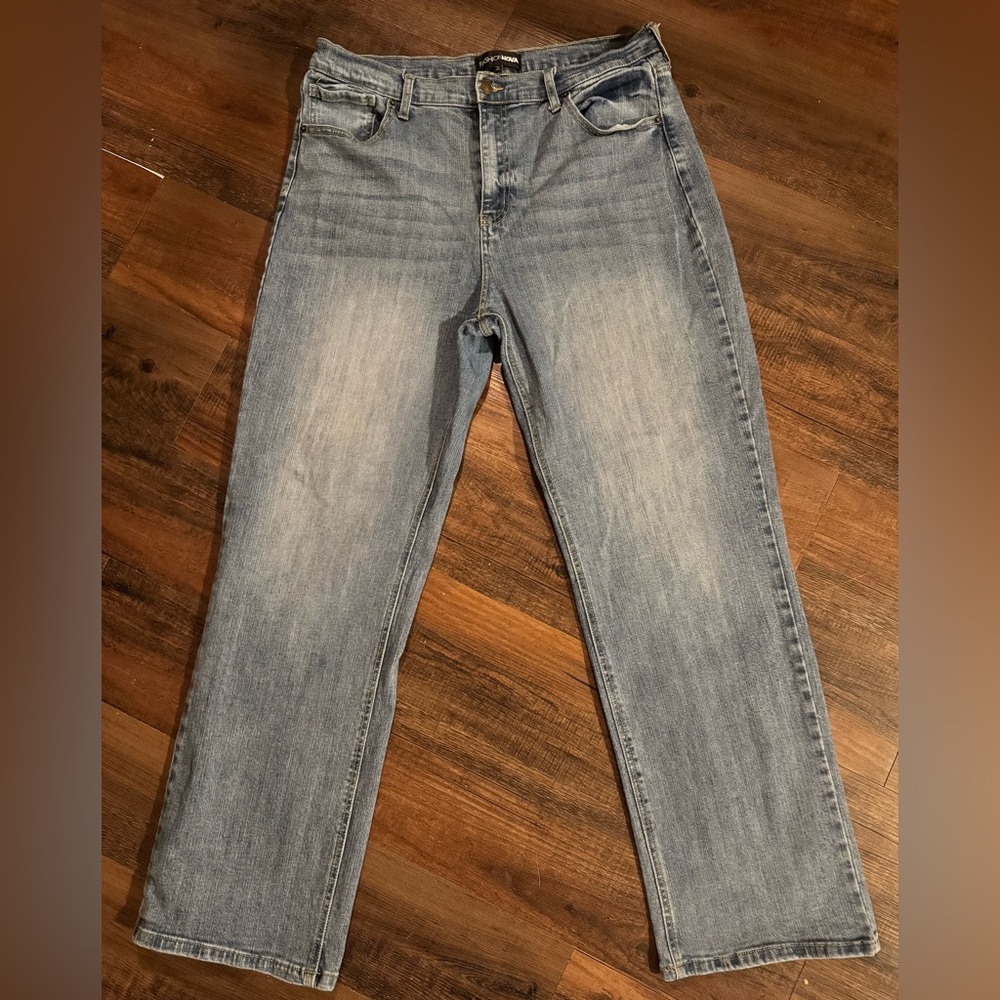 Fashion Nova Womens Junior Jeans Size 15 Blue Denim High Rise Baggy Wide Leg Y2K